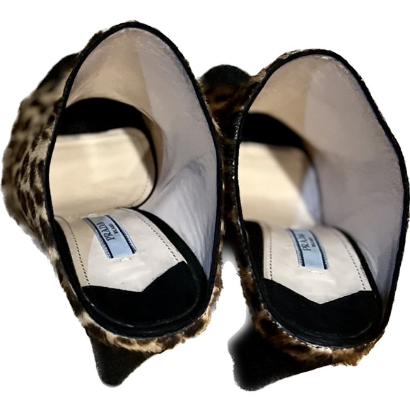 Prada Leopard - Print Dyed Calf Wedge Slides Size 37/7 - Picture 5 of 13